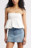 Bp. Bubble Hem Babydoll Camisole In White Blanc