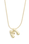 Bp. Bubble Initial Pendant Necklace In M- 14k Gold Dipped