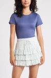 Bp. Butter Short Sleeve Rib Bodysuit In Blue Indigo