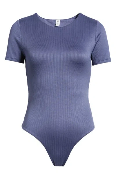 Bp. Butter Short Sleeve Rib Bodysuit In Blue Indigo