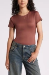 Bp. Butter Short Sleeve Rib Bodysuit In Brown Topaz