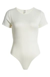 Bp. Butter Short Sleeve Rib Bodysuit In Ivory