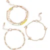 Bp. Butterfly Set Of 3 Bracelets In Gold Light Pink Sage Yellow