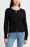 Bp. Button Front Cotton Blend Cardigan In Black