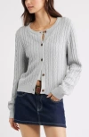 Bp. Button Front Cotton Blend Cardigan In Gray