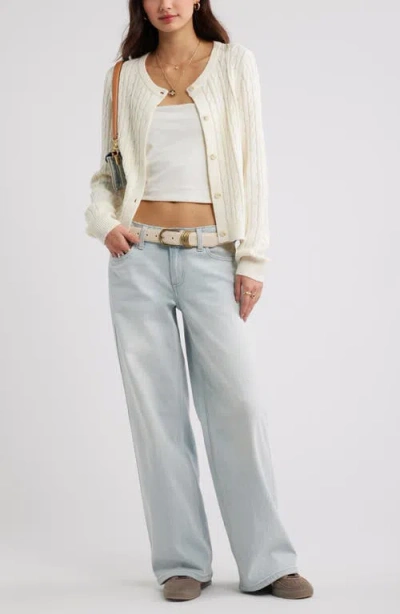 Bp. Button Front Cotton Blend Cardigan In Neutral