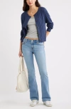 Bp. Button Front Cotton Blend Cardigan In Blue