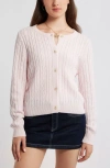 Bp. Button Front Cotton Blend Cardigan In Pink