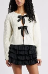 Bp. Cable Bow Tie Cardigan In White