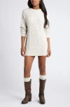 Bp. Cable Long Sleeve Sweater Dress In Beige Oatmeal Light Heather