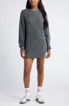 Bp. Cable Long Sleeve Sweater Dress In Grey Medium Charcoal Heather