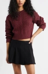 Bp. Cable Pullover Sweater In Burgundy