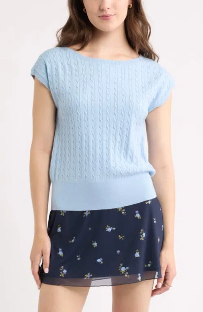 Bp. Cable Stitch Boat Neck Sweater T-shirt In Blue