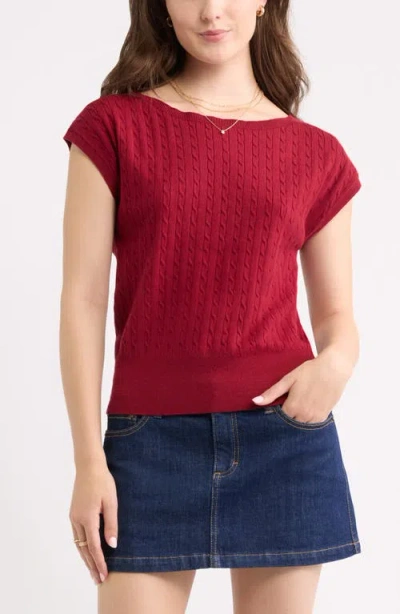 Bp. Cable Stitch Boat Neck Sweater T-shirt In Red