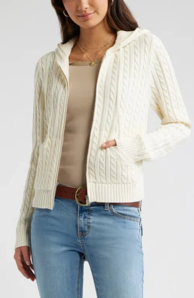 Bp. Cable Stitch Hooded Cardigan In Red