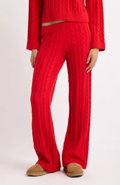 Bp. Cable Stitch Sweater Pants In Red