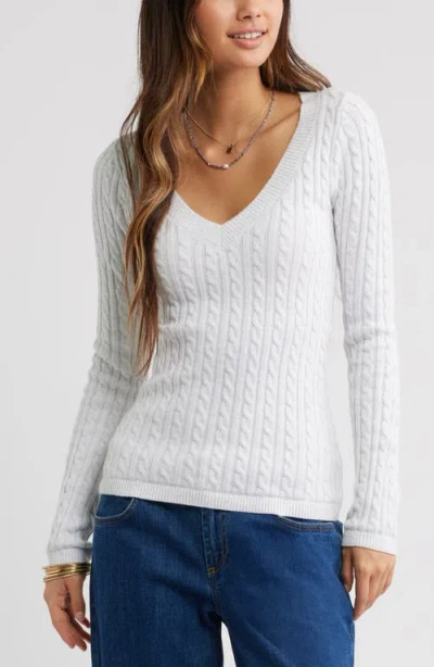 Bp. Cable Stitch V-neck Sweater In Neutral