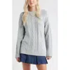 Bp. Cabled Oversize Cotton Blend Crewneck Sweater In Gray