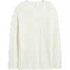 Bp. Cabled Oversize Cotton Blend Crewneck Sweater In White