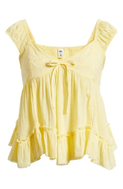 Bp. Cap Sleeve Cotton Babydoll Top In Gold