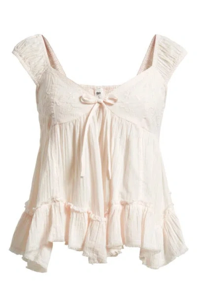 Bp. Cap Sleeve Cotton Babydoll Top In White