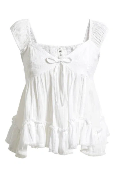 Bp. Cap Sleeve Cotton Babydoll Top In White