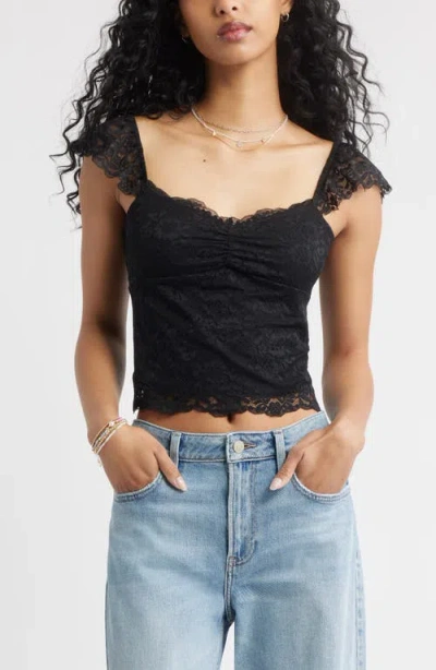 Bp. Cap Sleeve Lace Top In Black