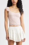 Bp. Cap Sleeve Lace Top In Pink