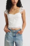 Bp. Cap Sleeve Lace Top In White
