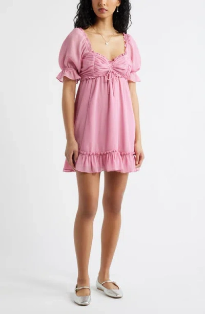 Bp. Chiffon Babydoll Minidress In Pink