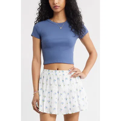 Bp. Compact Rib Crop Baby Tee In Blue Indigo
