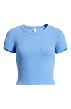 Bp. Compact Rib Crop Baby Tee In Blue Stream