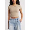 Bp. Compact Rib Crop Baby Tee In Brown