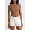 Bp. Compact Rib Crop Baby Tee In Brown Topaz
