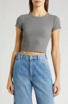 Bp. Compact Rib Crop Baby Tee In Grey Pearl