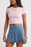 Bp. Compact Rib Crop Baby Tee In Pink Cameo