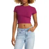 Bp. Compact Rib Crop Baby Tee In Purple Magenta