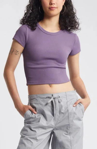 Bp. Compact Rib Crop Baby Tee In Purple Montana