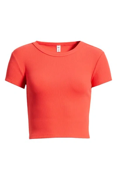 Bp. Compact Rib Crop Baby Tee In Red Bittersweet