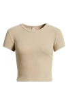 Bp. Compact Rib Crop Baby Tee In Tan Savannah