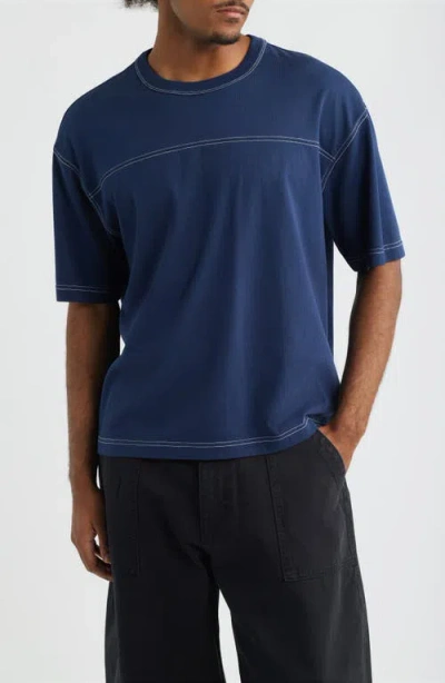 Bp. Contrast Coverstitch Cotton Jersey T-shirt In Navy Iris