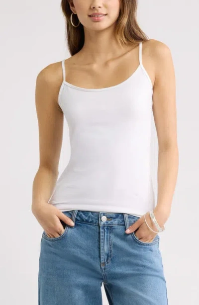 Bp. Core Stretch Cotton Camisole In White