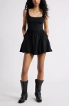 Bp. Corset Fit & Flare Linen Blend Minidress