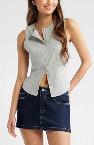 Bp. Cotton Blend Button-up Tank In Gray