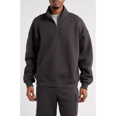 Bp. Cotton Blend Fleece Quarter Zip Pullover In Black Faded