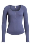 Bp. Cotton Blend Pointelle Henley Top In Blue
