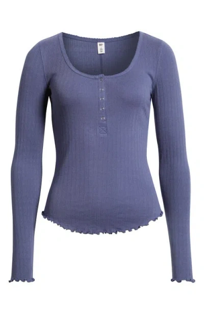Bp. Cotton Blend Pointelle Henley Top In Blue