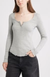 Bp. Cotton Blend Pointelle Henley Top In Gray