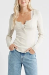 Bp. Cotton Blend Pointelle Henley Top In White