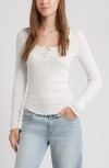 Bp. Cotton Blend Pointelle Henley Top In White